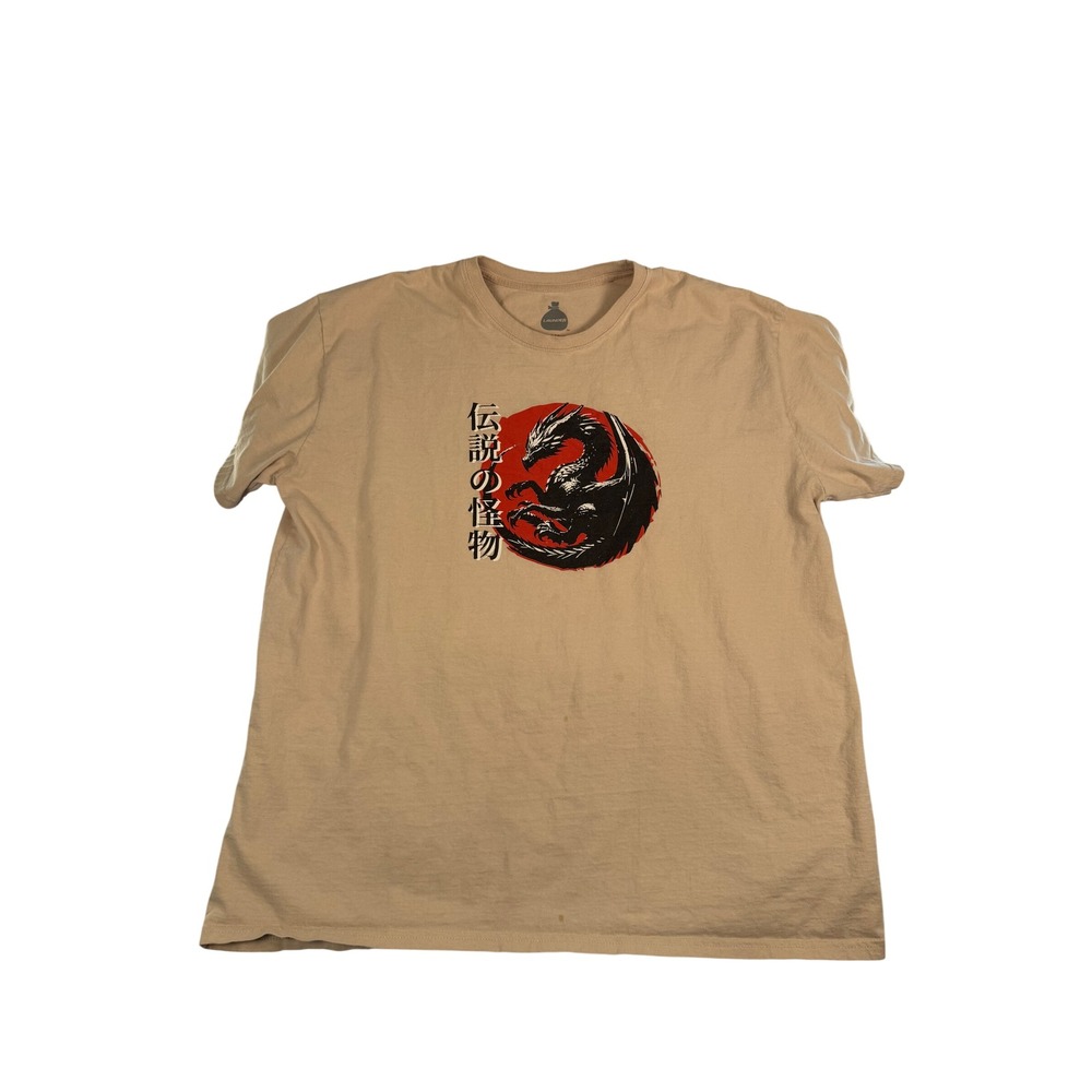 Launder‎ Culture Beijing Dragon Graphic T-Shirt Cream Mens 2XL Streetwear Tee